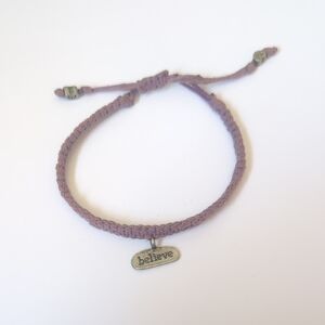 Purple and‎ Silver Bracelet with Adjustable Knot